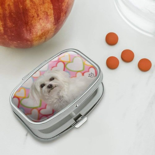 Maltese Puppy Dog Hearts Love Rectangle Pill Case Trinket Gift Box