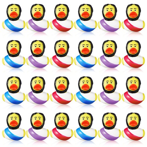 Hungdao 24 Pcs Jesus Rubber Duck 2.36 Inch Christian Ducks Figurines Mini Jesus Loves You Rubber ...