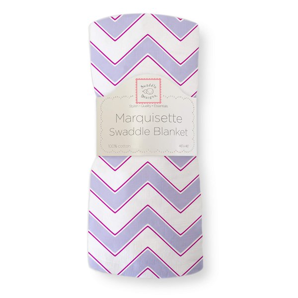 SwaddleDesigns Marquisette Receiving Swaddle Blanket for Baby Boys & Girls, Soft Premium Cotton Muslin, Best Shower Gift, Lavender Chevron, Parent Picks Award Winner