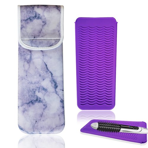 BOUTICOL Silicone Heat Resistant Curling Iron Case Holder and Neoprene Straightener Holder Bag, 2 PCS, Travel Daily Hair Tools Organizer