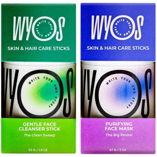 WYOS Face Cleanser & Clay Face Mask Stocking Stuffer Bundle | Travel Size, Leak Free, Vegan, Cruelty Free, Portable, Sulfate Free, Paraben Free