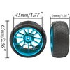 HIRCQOO OD 2.55" Rubber Tires & Metal Wheel Rims 12mm Hex Hub Compatible with HSP Tamiya HPI Kyosho 1/10 On-Road Touring Car WLtoys 1/14 144001 Traxxas 1/16 Slash 1/18 A959B RC Buggy (Blue)