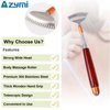 Azymi Back Scratcher, Metal Back Scratcher Telescopic Wooden Handle with Steel Roller Ball- Wide Claw, Azymi Face Head Scalp Butt Scratcher Back Massager Tool