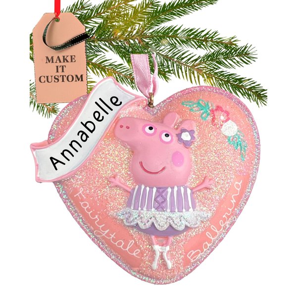 Personalized Peppa Pig Christmas Ornaments 2024 - Fast & Free 24h Customization – Peppa Pig Girls Holiday Keepsake with Name - Comes Gift Wrapped