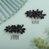 Teyglen Rhinestone Bride Wedding Hair Comb Bridal Crystal Headpiece Silver Delicate Hair Piece Decorative Hair Accessories Black Crystal Side Comb for Women Girls (Black)
