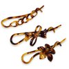 Parcelona French Twist n Clip Flower, Bow and Chain Savana Celluloid Acetate Set of 3 Metal Free Hair Clip Barrettes