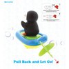 Dollibu Boat Racer Buddy, Fun Educational Bath Toy Finger Puppet Pull and Go Water Racing Sea Life Pal for Shower Pool Bathtub Swim Hard Surface - Baby Toddler and Boy - 6 Inch - 3 in 1 Game - Penguin