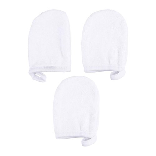 Lurrose 3Pcs Microfiber Face Cleansing Gloves Makeup Remover Face Cleansing Towel Cloth Spa Mitts Soft Washing Tool for Women Ladies Students White