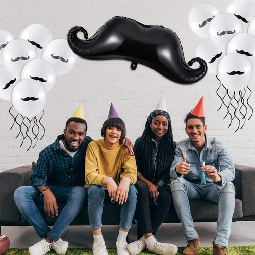Gejoy 38 Pcs Mustache Balloons Party Decorations Mustache Latex Balloons Beard Foil Birthday Balloons for Baby Shower Birthday Graduation Halloween Party Decoration Supplies