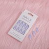 24PCS Press On Nails, Mirror Metal Stiletto Fake Nails, Almond Medium Shape, Stick on Nails, Glue on Nails False Nails (Sky Blue)