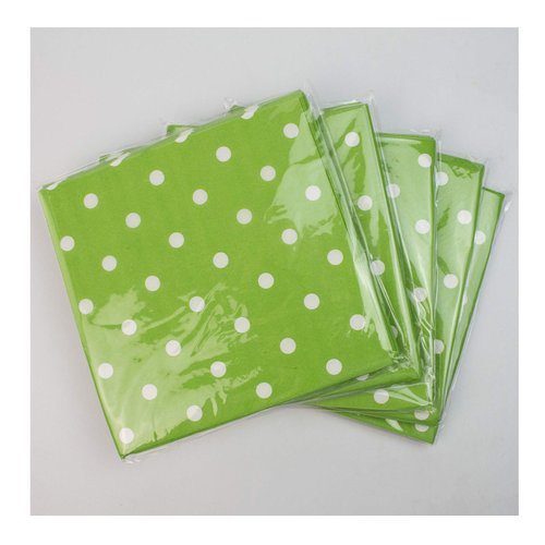 Disposable Green Polka Dot Napkins - 100 Count Birthday Party Paper Napkins 13x13inch