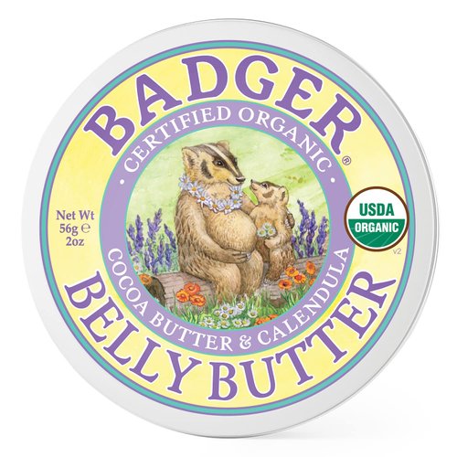Badger - Belly Butter, Cocoa Butter &amp; Calendula, Certified Organic Belly Butter, Vitamin E Belly ...