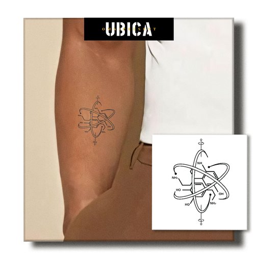 UBICA Temporary Tattoos Adult, 2 Sheets Fake Tattoos, Realistic And Long-Lasting Non-Reflective, Waterproof For 1-2 Weeks, Molecular Melody Tattoo 3x3in