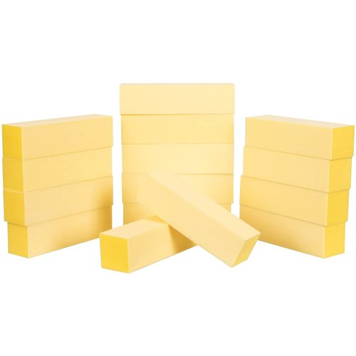 ForPro Professional Collection Yellow Pedicure Block, 220/220 Grit, Three-Sided Pedicure Nail Buffer, 3.75”L x 1”W x 1”H, Yellow, 15-Count