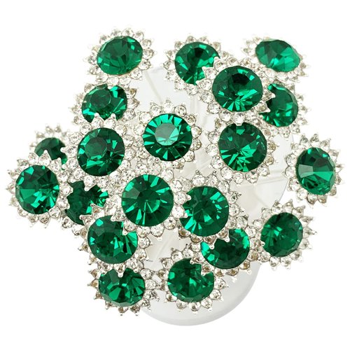 PRETTYLIFE 20Pcs Bridal Hair Pins Crystal Sunflower Rhinestone U-Shaped Wedding Hair Pieces Accessories for Women Girls Party (Green)