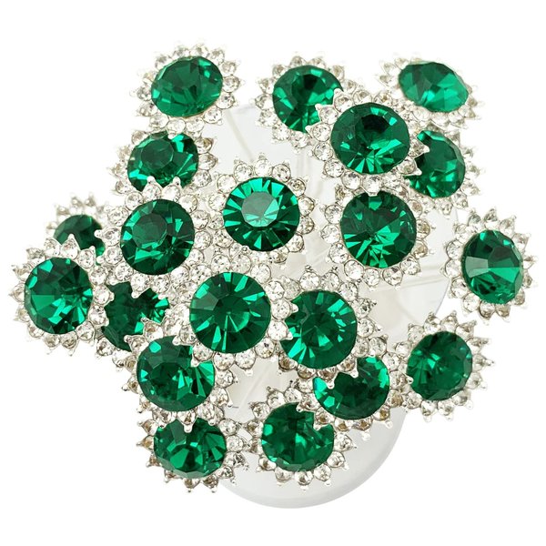 PRETTYLIFE 20Pcs Bridal Hair Pins Crystal Sunflower Rhinestone U-Shaped Wedding Hair Pieces Accessories for Women Girls Party (Green)