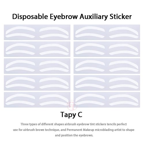 10pairs Type C Airbrush Eyebrow Stickers Eyebrow Auxiliary Sticker Disposable Microblading Eyebrow Stencil Shaping Sticker for Brow Shaping (White-Type C)