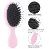 Boar Bristle Mini Hair Brush Travel Detangling Paddle Brush for Curly Fine Straight Wet Dry Hair, Anti-frizz Detangler Brush Boar Nylon Mixed Bristle Brush for Women Men Kids