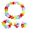 Hawaiian Leis Luau Tropical Headband Flower Crown Wreath Headpiece Wristbands Women Thicker Necklace Bracelets Hair Band For Summer Beach Vacation Pool Party Decorations Favors Supplies Set Blue