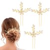 Hermoli 3 Pieces Crystal Bride Wedding Hair Pins Pearl Wedding Hair Clip Rhinestone Bridal Hair Accessories for Women
