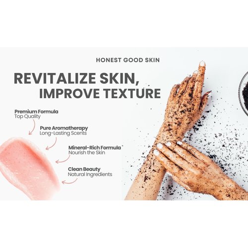 Honest Good Skin Sea Salt Scrub, 10oz Shea Butter Body Scrub, Exfoliating, Dead Skin Removal (Peach)