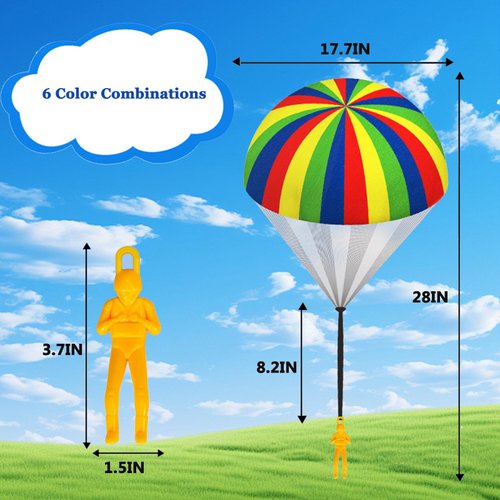utosday Parachute Toy Outdoor Flying Parachute for Kid, Throwing Parachute Toy with Small Figures, Hand Throw Soliders Flying Toys Parachute for Boys Kids Birthday Party Favors (6PCS)