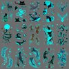 Oottati 15 Sheets Glow in Dark Night Fluorescence Luminous Temporary Tattoo Stickers, Snake Panda Jellyfish Border Collie Dog Whale Goldfish Shark Feather Cat Deer
