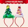 JOYIN 2 PCS Lighted Christmas Headbands with LED lights in Springy Santa Hat Christmas Tree Designs for Christmas and Holiday Parties (ONE SIZE FIT ALL)