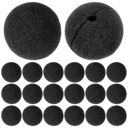 EXCEART 50pcs Sponge Clown Noses Funny Clown Cosplay Nose Stage Dress-up Prop for Halloween Christmas Carnival Comic Circus Costume Masquerade Party Supplies Black