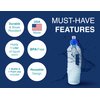 Arrow H2O On The Go Water Bottle, 1 Liter - Clear Plastic Water Bottle with Push Cap - Made in The USA, BPA Free - Built-in Convenient Handle, Leakproof - Ideal for The Gym and Sports Practice