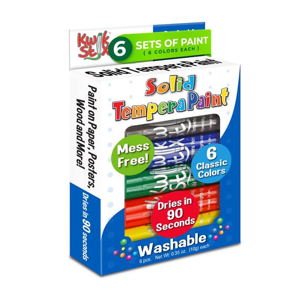 The Pencil Grip Kwik Stix Solid Paint Pens, Tempera Paint Pens, Quick Drying TPG-601 6 colors (Six Pack) (TPG-60106)