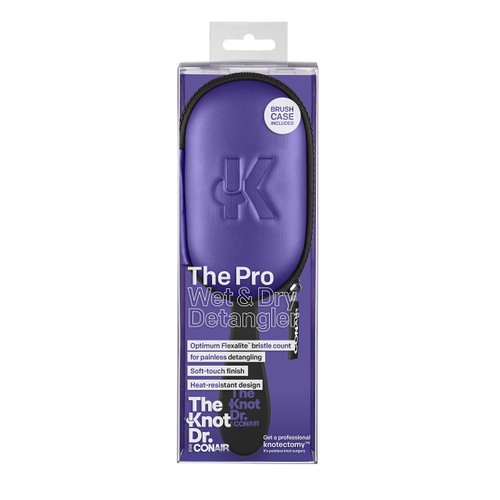 The Knot Doctor for Conair Premium Pro Detangling Hair Brush for Wet or Dry Hair with Purple Storage Case, 1 Count