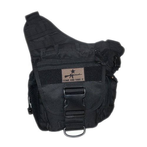 Klau Outdoor Sport Military Women and Men's Multi-functional Tactical Messenger Shoulder Bag with Patch for Hunting Hiking Camping Cycling Black