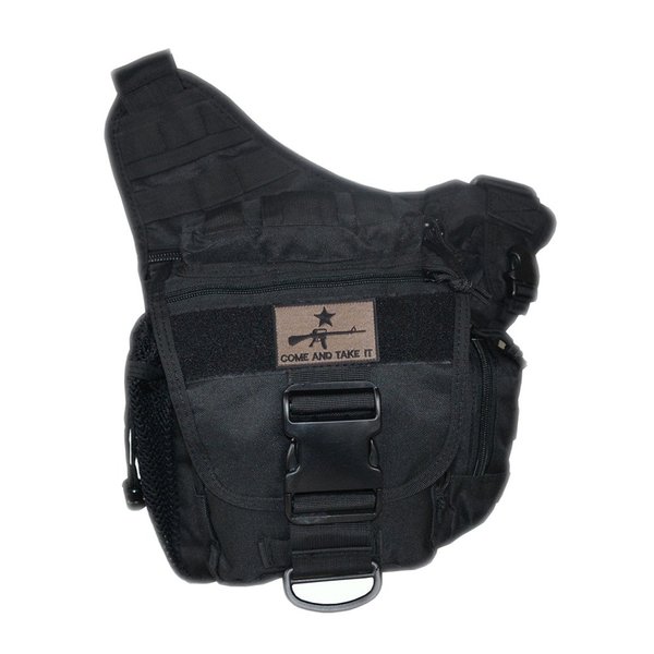 Klau Outdoor Sport Military Women and Men's Multi-functional Tactical Messenger Shoulder Bag with Patch for Hunting Hiking Camping Cycling Black