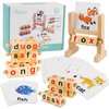 LOOIKOOS Wordcraft Learning Wooden Reading Blocks, Montessori Educational Toys for Kids Flash Cards Toddler Learning Toys Word Building Puzzles Words Spelling Games for Preschool Boys Girls