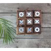 Wooden Tic Tac Toe Game | Board game for kids and family | Table Top Living Room Decor Fun Game | Indoor Outdoor Adults classic Travel Game (Burnt Wood)
