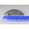 Black White curved barrette hair clip accessory 3.5 inches long circles hexagon print