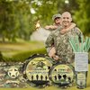 Army Birthday Party Supplies Decorations, Camo Theme Birthday Paper Plates and Napkins Set with Cups and Straws for 24 Guests, 120 Pcs Disposable Party Dessert Dinnerwares