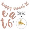 RoadSea Happy Sweet 16 Banner - Girl 16th Birthday Party Garland Supplies- Happy 16th Birthday Party Decorations - Rose Gold Glitter