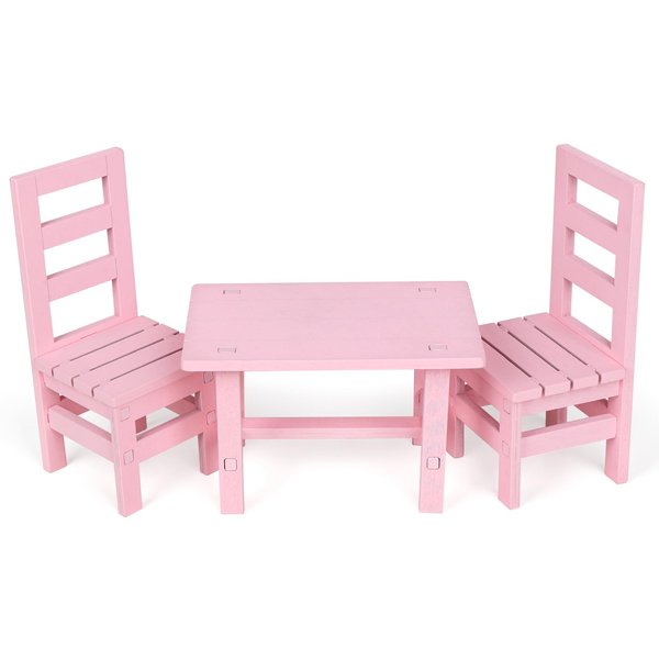 SM SunniMix 1/6 Doll Furniture, Wooden Square Chairs 3pcs/Set, Dollhouse Dining Room Living Room Decor, 12inch Doll Furnishings Model Toy, Pink