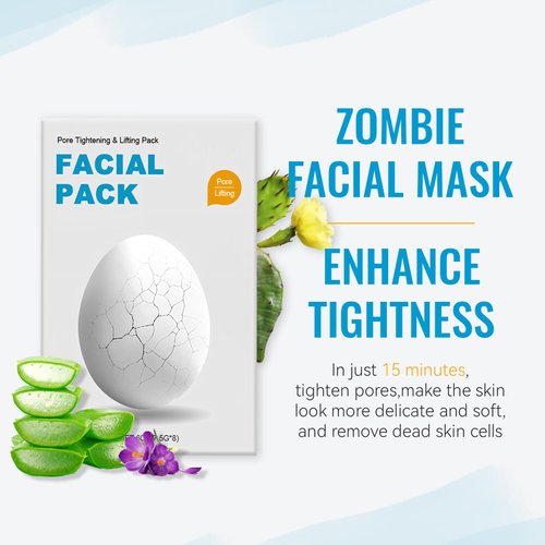 Generic Zombie Face Mask, Hydrating Skincare Zombie Mask For Smooth Skin Repair, Korean Zombie Wash Off Face Mask,Shrink Pores,Smoothening, Wrinkles-Free (1box)