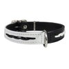 Black and White Genuine Leather Designer Dog Collar with Braids (10"-12" Neck)