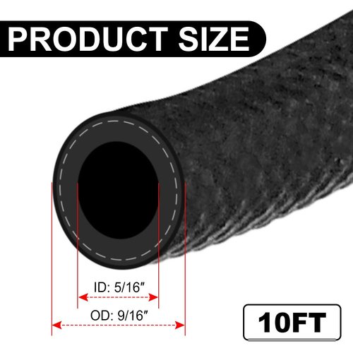 Afa Motors Fuel Line Hose 5/16 Inch ID (8mm) 10FT NBR Neoprene Rubber Push Lock Fuel Hose High Pressure 300PSI For Automotive Fuel Systems Engines