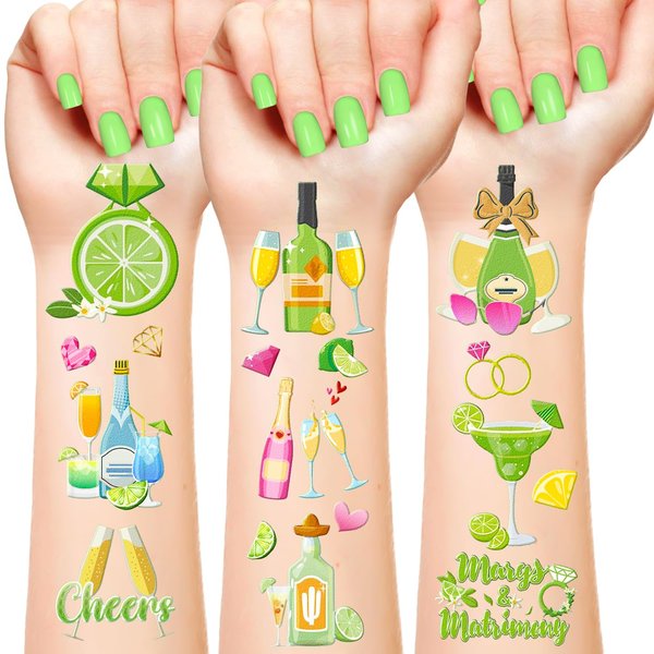 224 PCS Margs and Matrimony Temporary Tattoos Stickers Margarita Lemon Cocktail Tattoos Stickers for Bachelorette Party Favors, Birthday Decorations, and Gifts