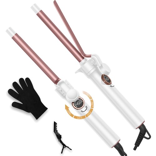 Curling Wand for Long Hair,Curling Iron 5/8 Inch,5 Adjustable Temp LCD Digital Control,16 mm Thin Long Barrel Curling Iron Double Voltage 110-240V