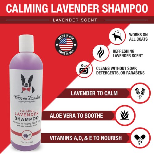 Calming Lavender Dog Shampoo w/Aloe Vera & Essential Oils- Warren London- Made in USA- 17oz