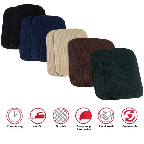 Singer Iron-On Patches, 2" x 3", Dark Assortment, 10 Count (Pack of 1)