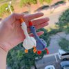 ZIUGLIKAL Hand Crocheted White Goose Keychain Car Key Backpack Charm Key Ring Gift Couple's Model Birthday Halloween Gift (white goose)