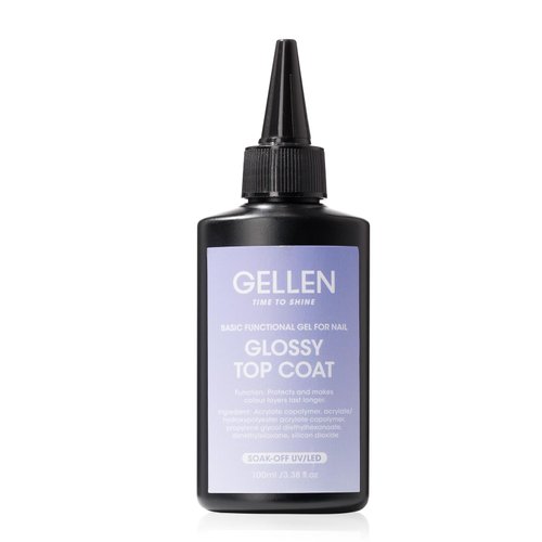 Gellen 100ml No Wipe Gel Top Coat, High Gloss Long Lasting Clear Color Gel Top Coat U V Light Cur...