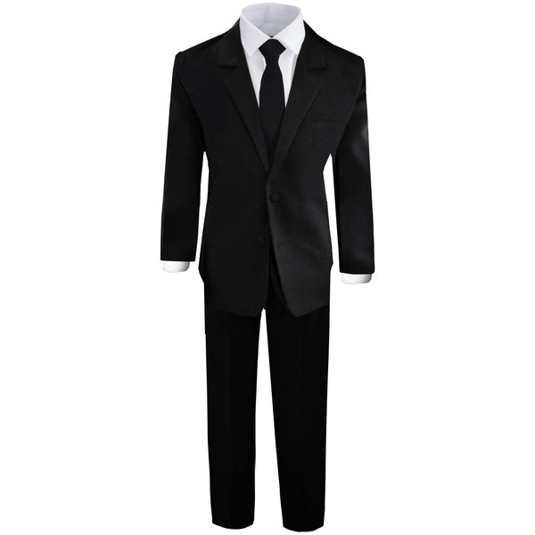 Black n Bianco Boys Black Tuxedo Suit with Tie Young Boys Youth Size 8